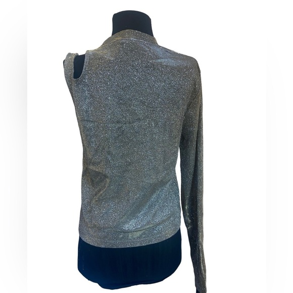 ASOS Design Silver Metallic One Shoulder Cut Out Top Medium - Picture 7 of 12
